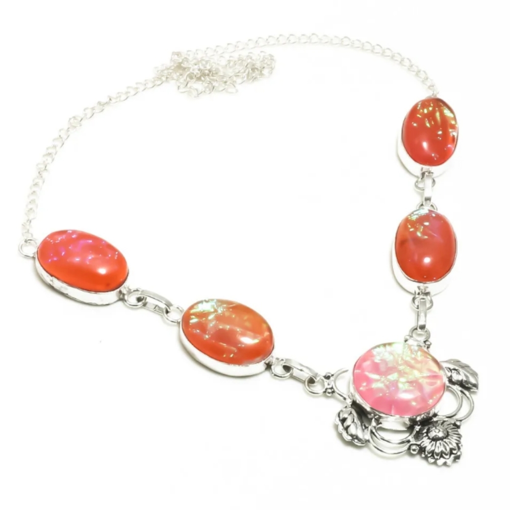 STERLING SILVER TRIPLET OPAL NECKLACE - Picture 1 of 1
